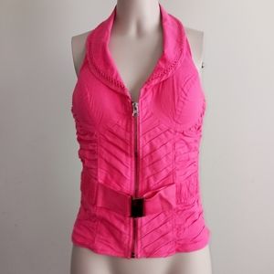 New neon pink halter top size large